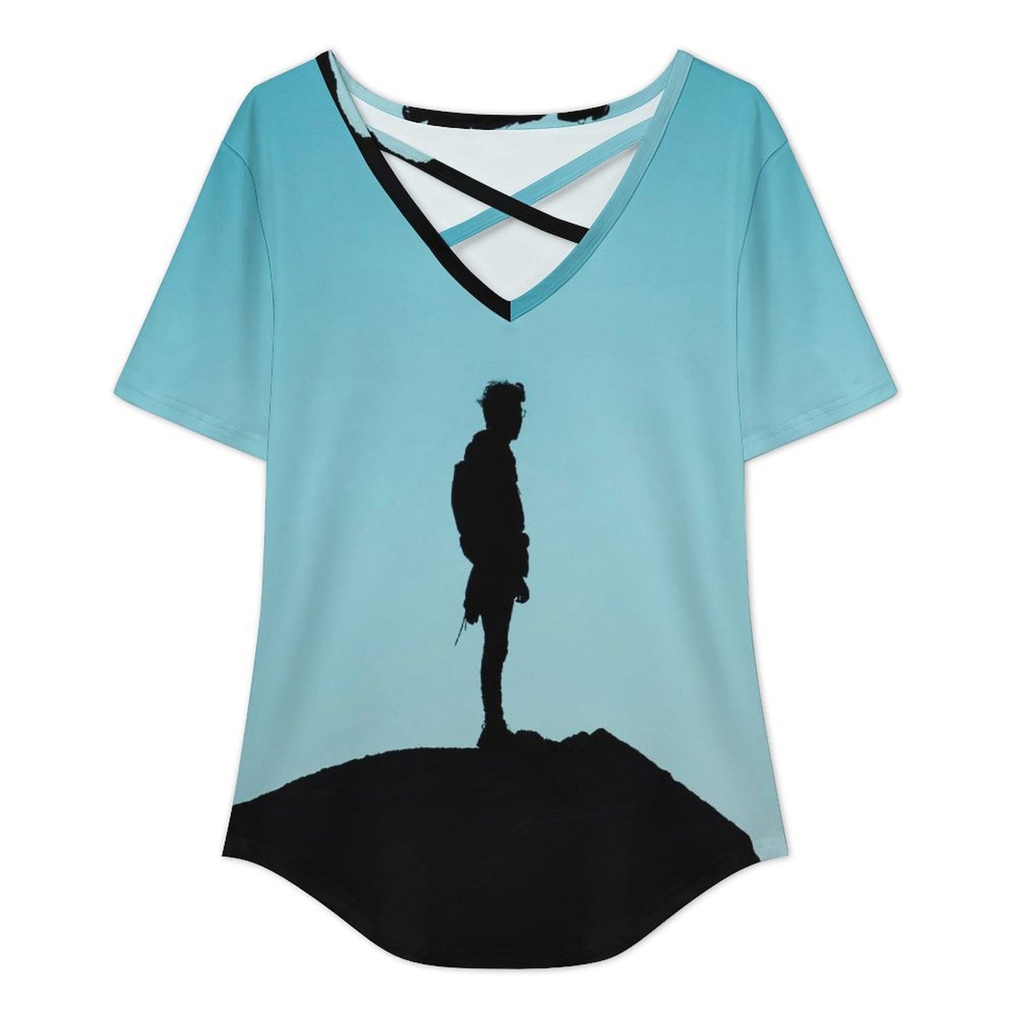 【オーダーメイド】カスタム VネックTシャツ レディース|クロスデザイン