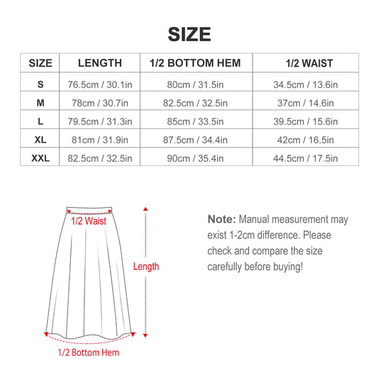 Aライン ミモレ丈スカート | オリジナル プリント | 体型カバー ウエストゴム 接触冷感