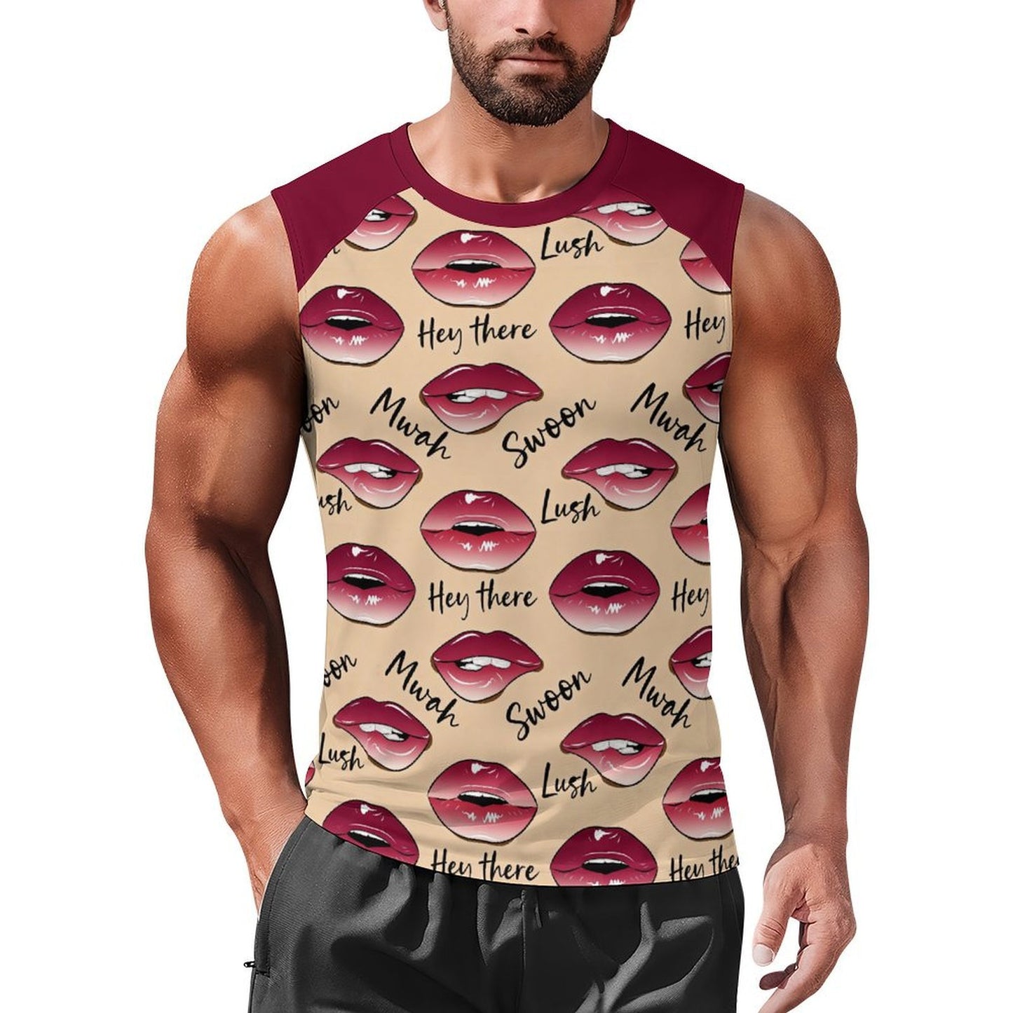オーダーメイド ラグラン ノースリーブ マッスルTシャツ (カラーブロック/コットンライク生地)