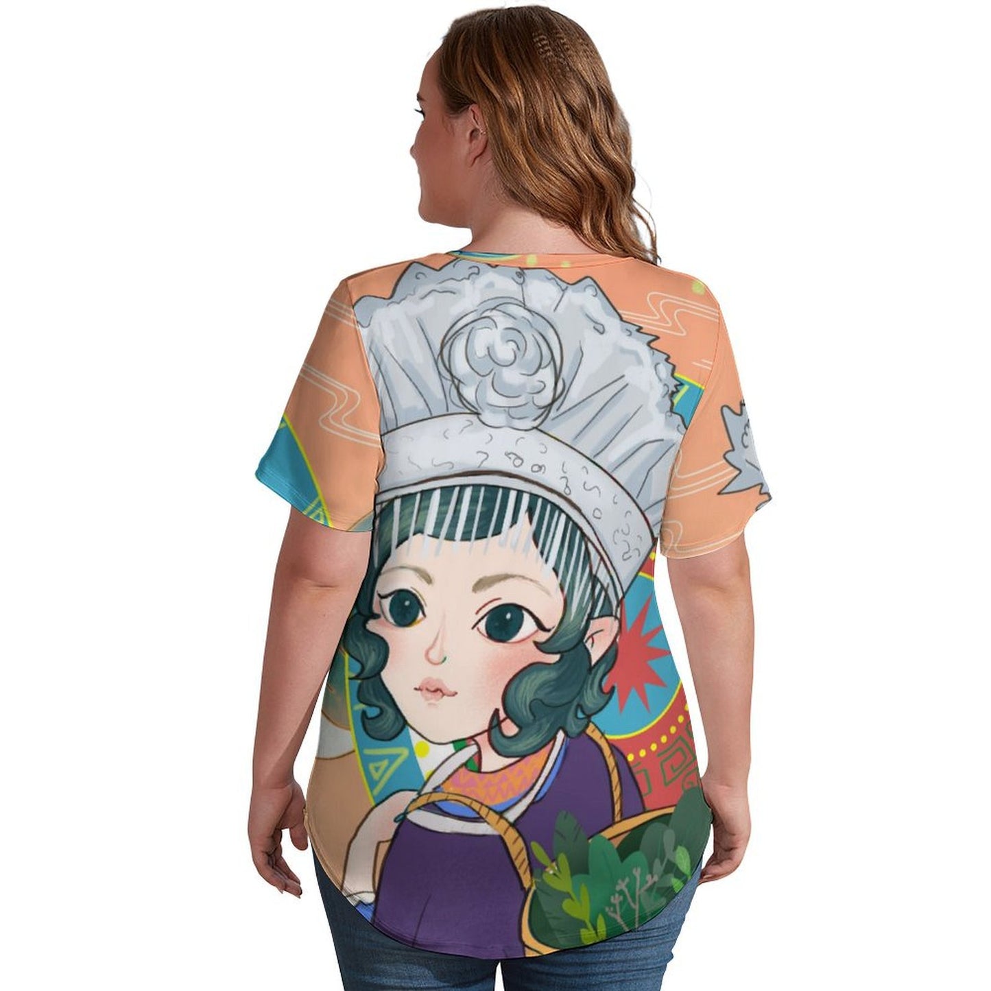 【カスタム印刷】アイスシルク VネックTシャツ|オリジナルデザイン