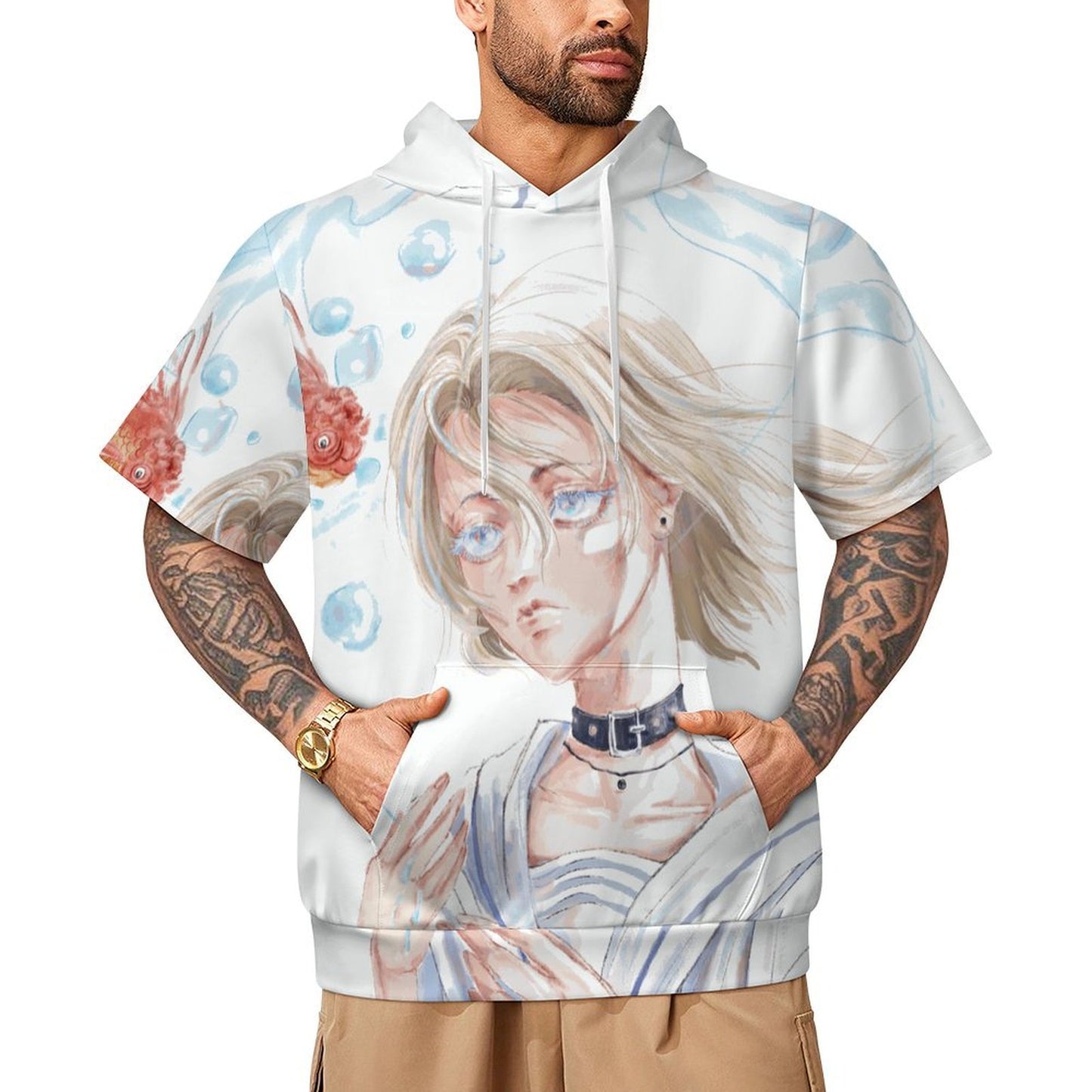 メンズ 半袖パーカー|空気層生地|カスタムデザイン・レイヤード