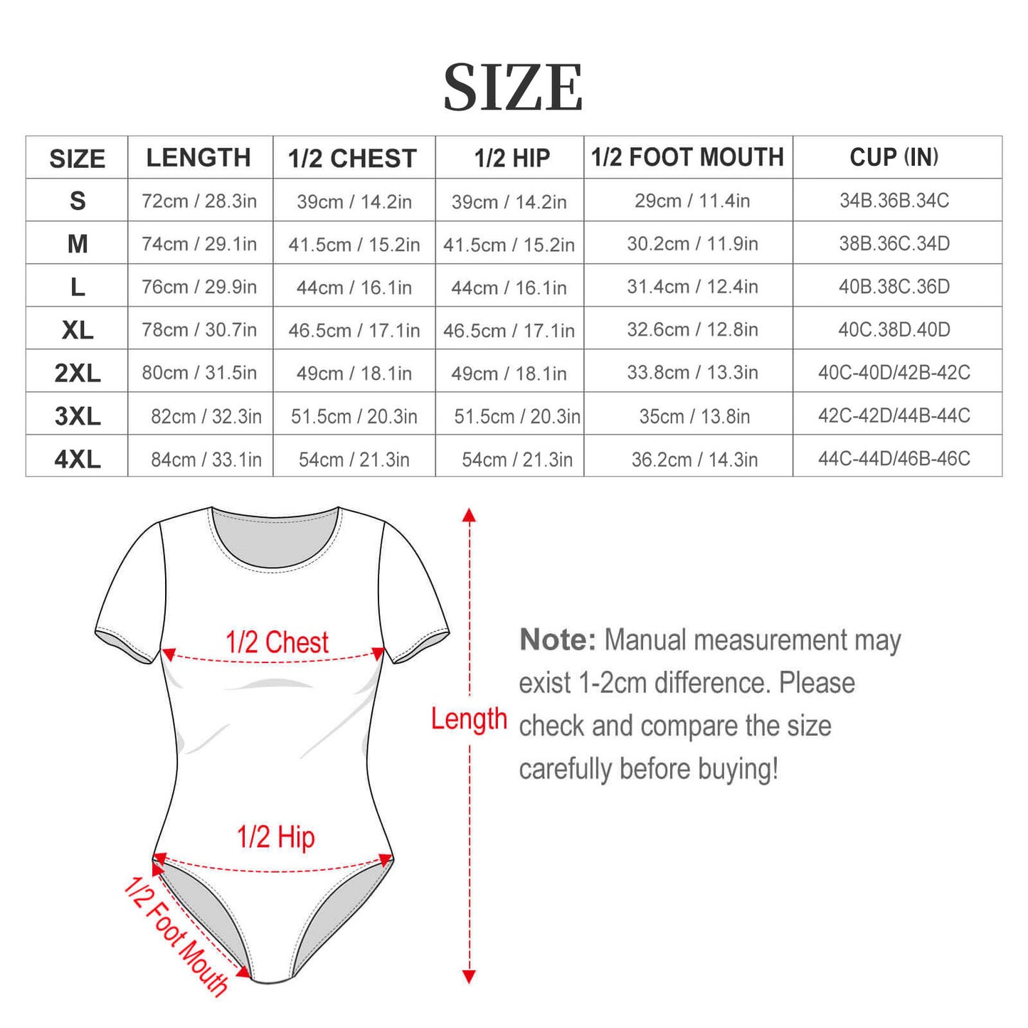 オリジナル ボディスーツ 半袖 | 股下スナップボタン付き | 4XLまで対応
