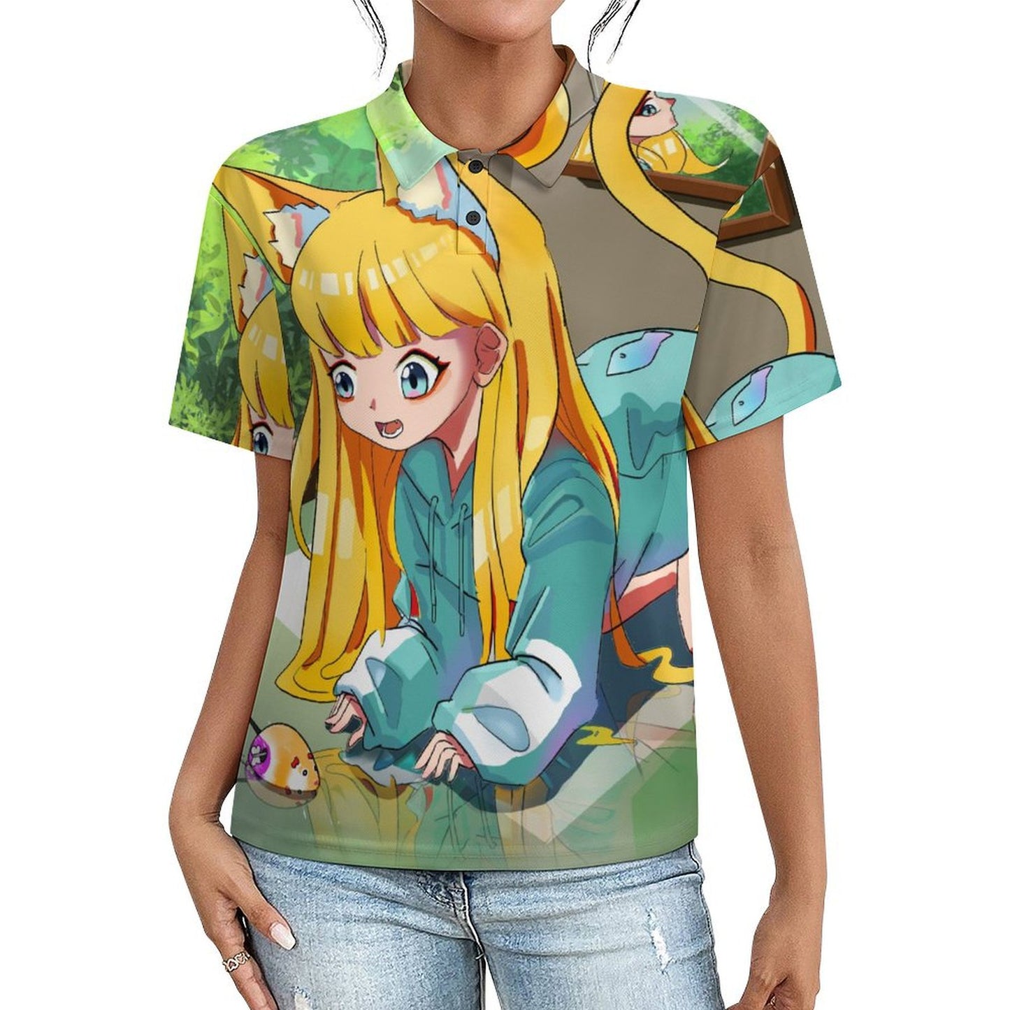 【写真でカスタム】珠地布レディースポロシャツ|オリジナル名入れ