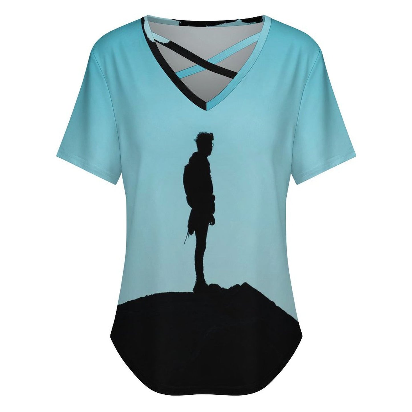 【オーダーメイド】カスタム VネックTシャツ レディース|クロスデザイン
