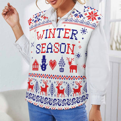 Vネック ニットベスト | レディース オーバーサイズ・レイヤード | S-2XL