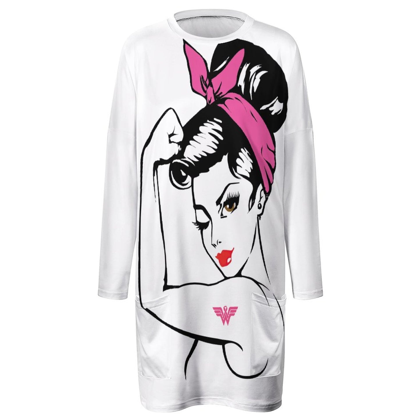 ロング丈ポケット付きトレーナー | お尻が隠れるチュニック | 2XS-6XL