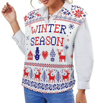 Vネック ニットベスト | レディース オーバーサイズ・レイヤード | S-2XL