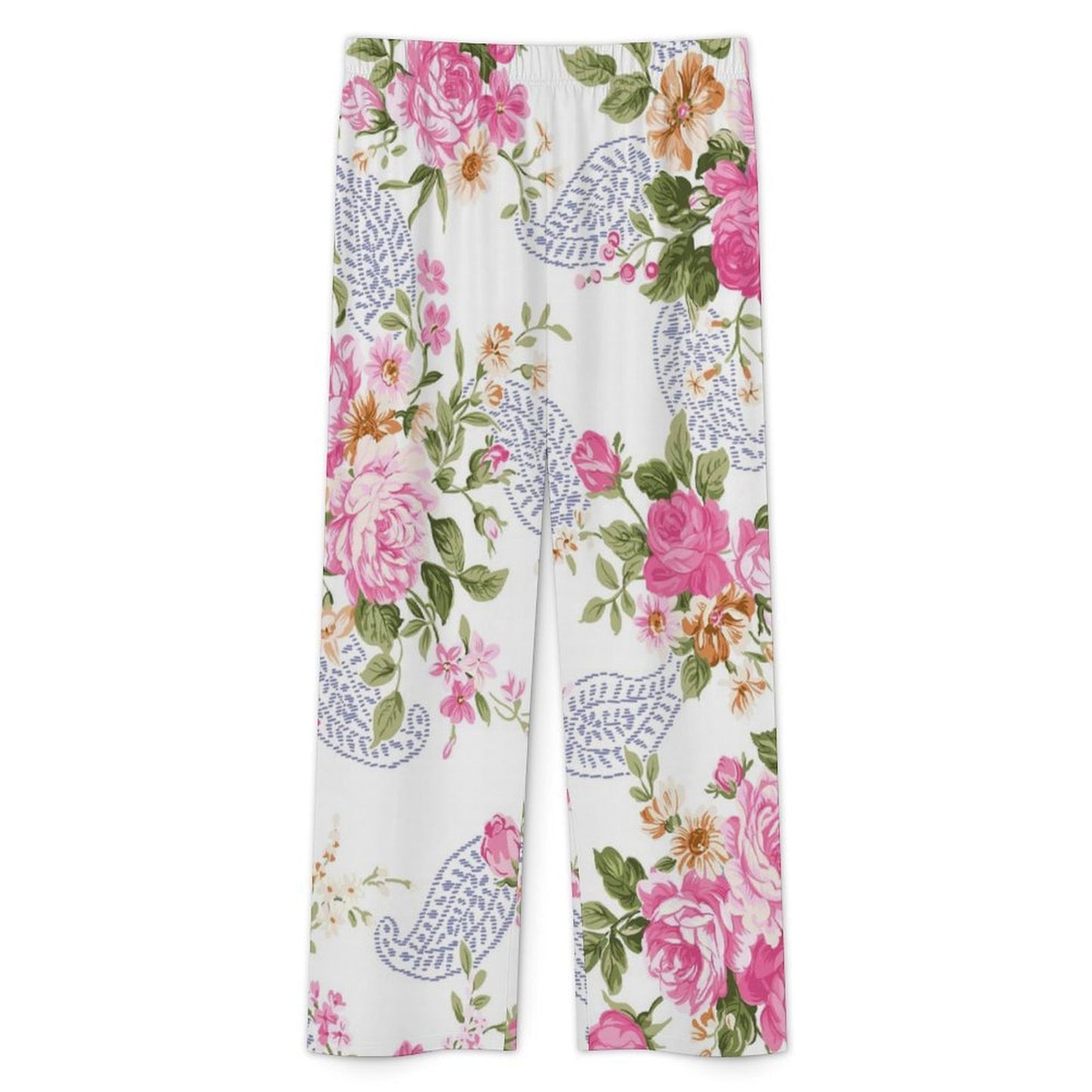 Short Sleeved Pajama Set Retro, Floral Design