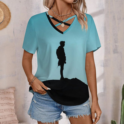 【オーダーメイド】カスタム VネックTシャツ レディース｜クロスデザイン