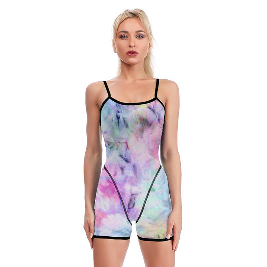 締め付けゼロ×背中だけが語る｜バックオープン カスタム ルーズフィット ヨガ ジャンプスーツ｜全面プリント 連体