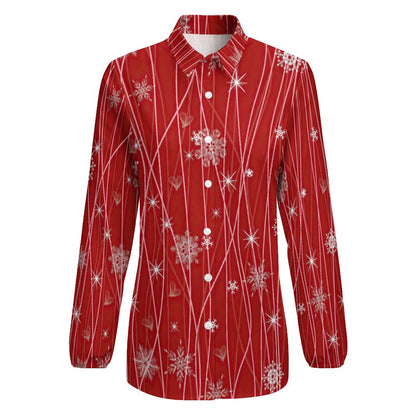 Vネック ランタンスリーブ ブラウス | レトロ・フレンチシック | S-3XL