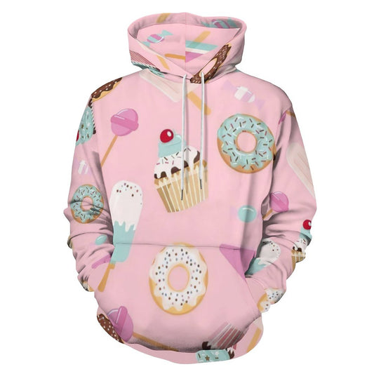 立ち上がるダブルフード | フレンチテリー総柄パーカー (S-6XL) | 立体シルエット