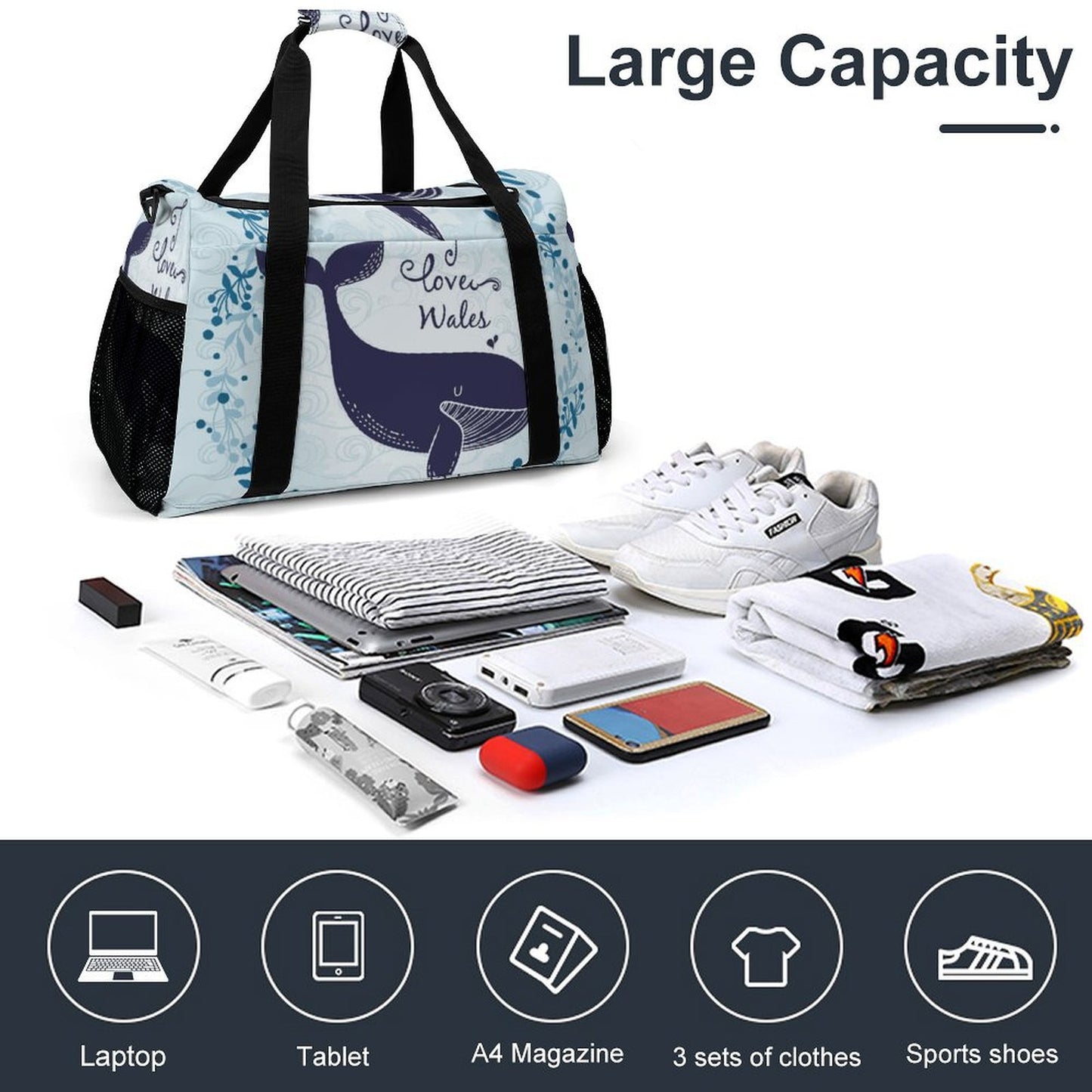 【写真でカスタム】ボストンバッグ オリジナル | 旅行・ジムに最適なダッフルバッグ