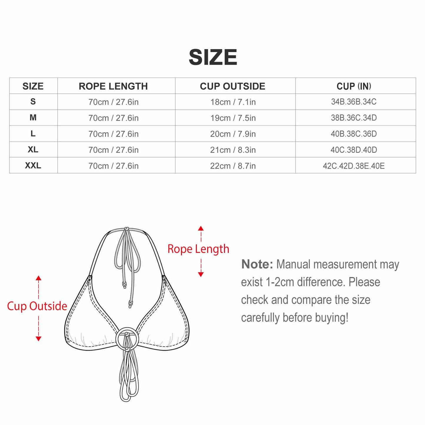 【単品】デコルテを美しく見せる、Vネック・ビキニトップ｜サイズ調整自由自在