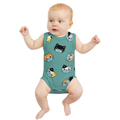 【おむつ替え簡単・極上タッチ】オリジナル ベビー ロンパース ノースリーブ｜名入れ・出産祝い