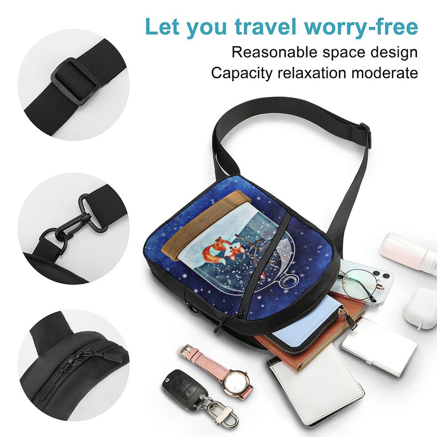 オリジナル ボディバッグ 折りたたみ | 軽量・撥水・大容量 | 旅行用サブバッグ クロスボディ