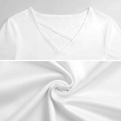 【オーダーメイド】カスタム VネックTシャツ レディース｜クロスデザイン