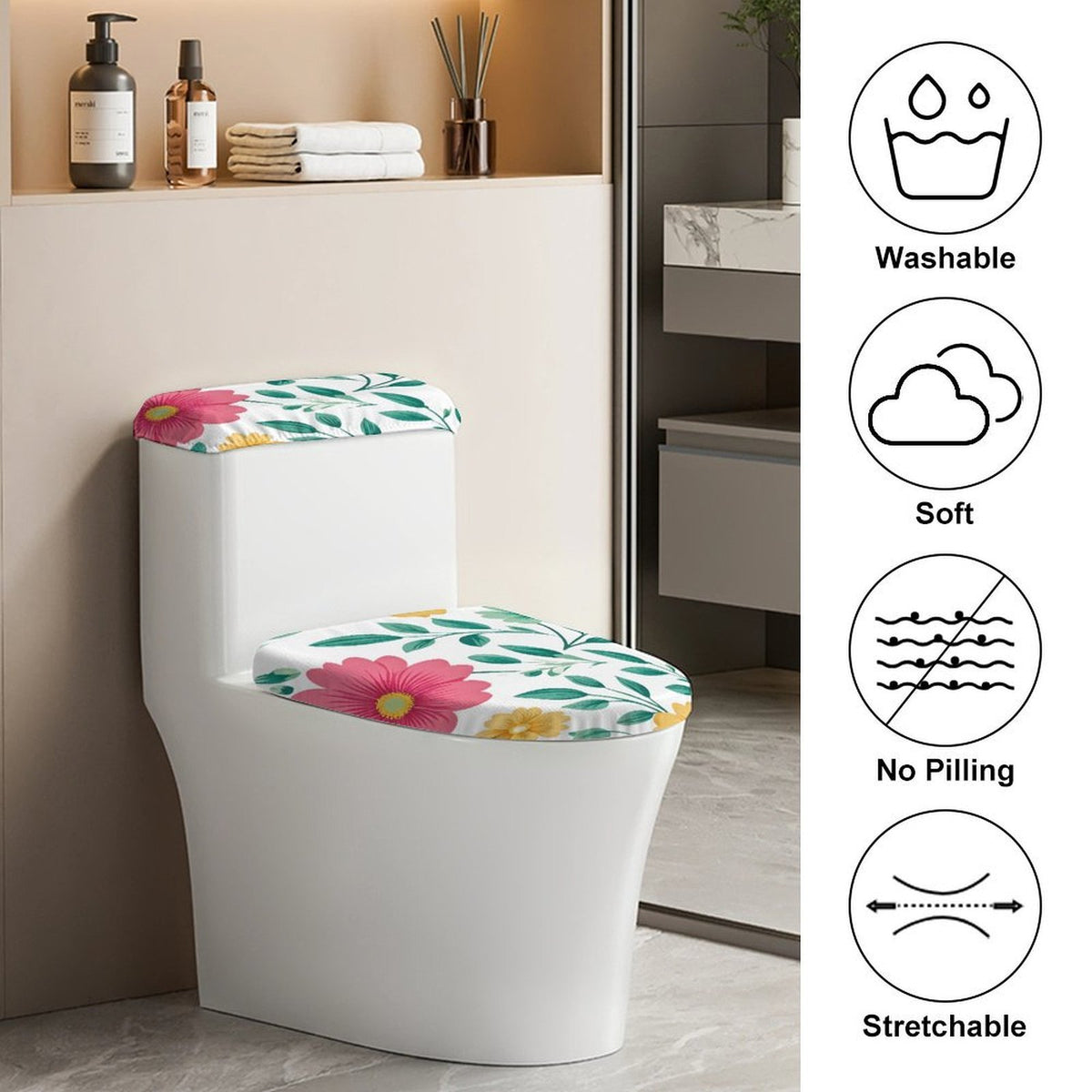 カスタマイズできるトイレカバー2点セット 涤纶素材 吸水速乾