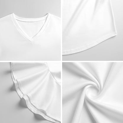【オリジナル作成】Vネック ラッフルブラウス｜レディース 七分袖トップス