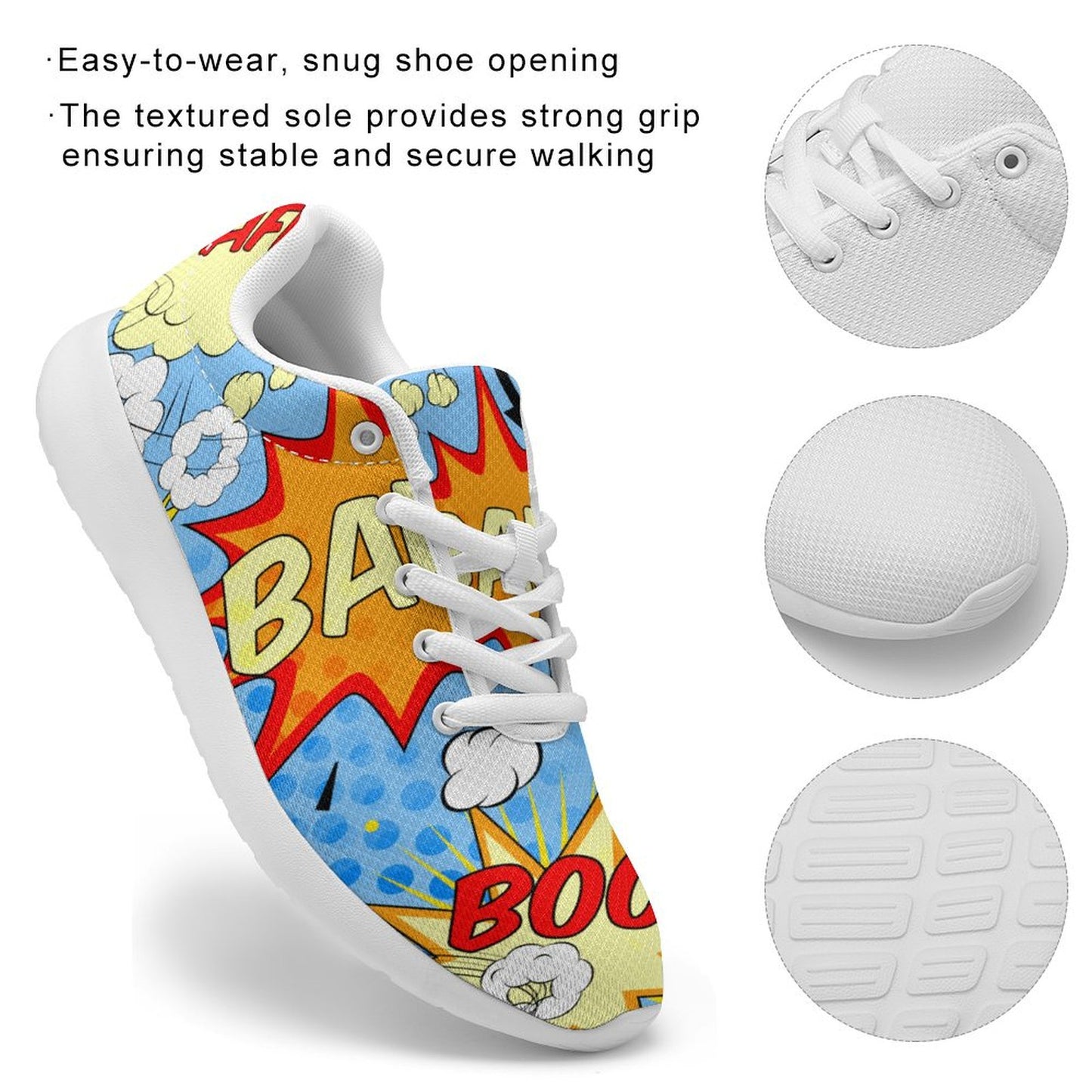 【フライニット】男女兼用 軽量エア・スニーカー | 保温＆通気 飛織シューズ | オリジナルプリント