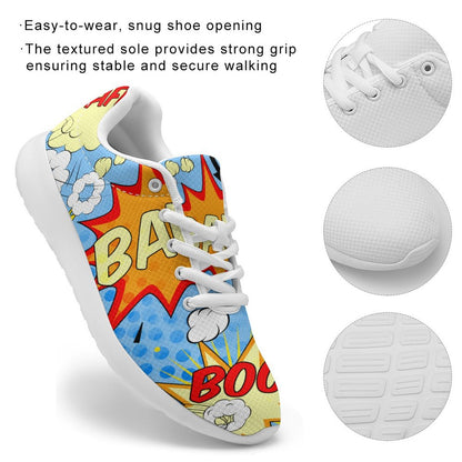 【フライニット】男女兼用 軽量エア・スニーカー | 保温＆通気 飛織シューズ | オリジナルプリント