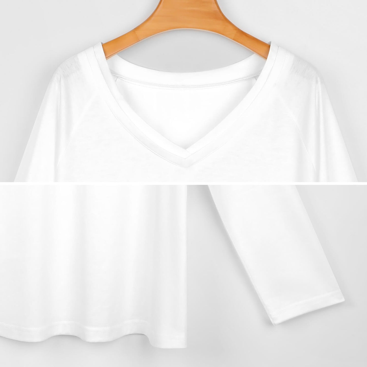 小顔見せダブルVネック | オリジナル長袖Tシャツ | オーバーサイズ＆体型カバー