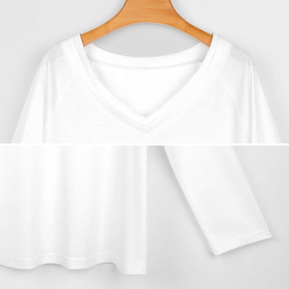 【ヨレない首元】ダブルVネック・ルーズ長袖Tシャツ｜S-5XL 大きいサイズ対応