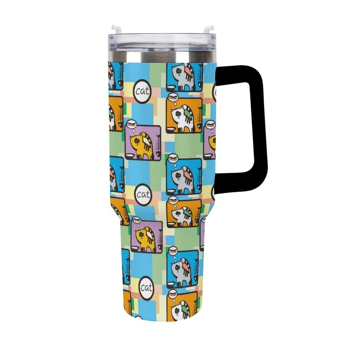 40oz 大容量 真空断熱タンブラー ストロー＆ハンドル付き（オリジナルUVプリント）