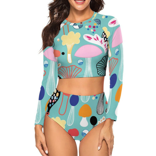 日焼けも撞衫も気にしない｜長袖オリジナルプリント ビキニ セット｜全面カスタム水着