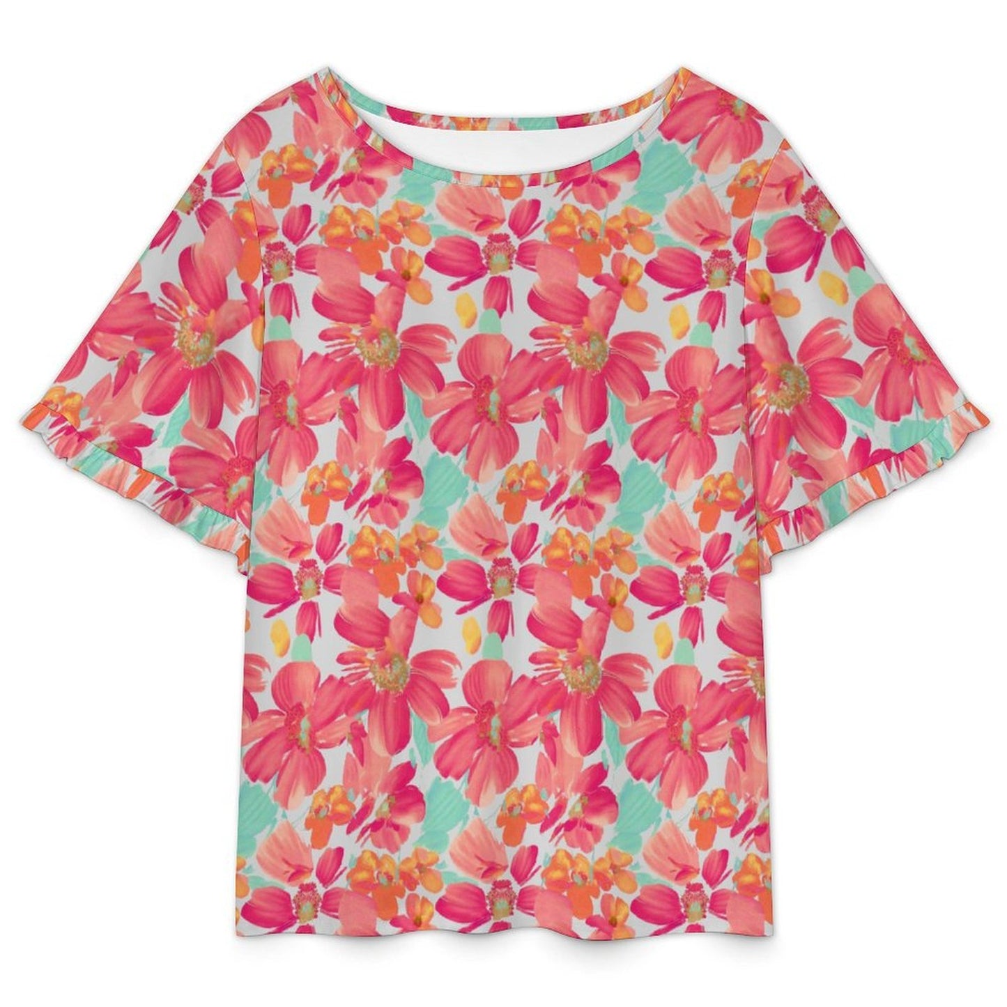 フリル袖Tシャツ（熱転写カスタムプリント対応）