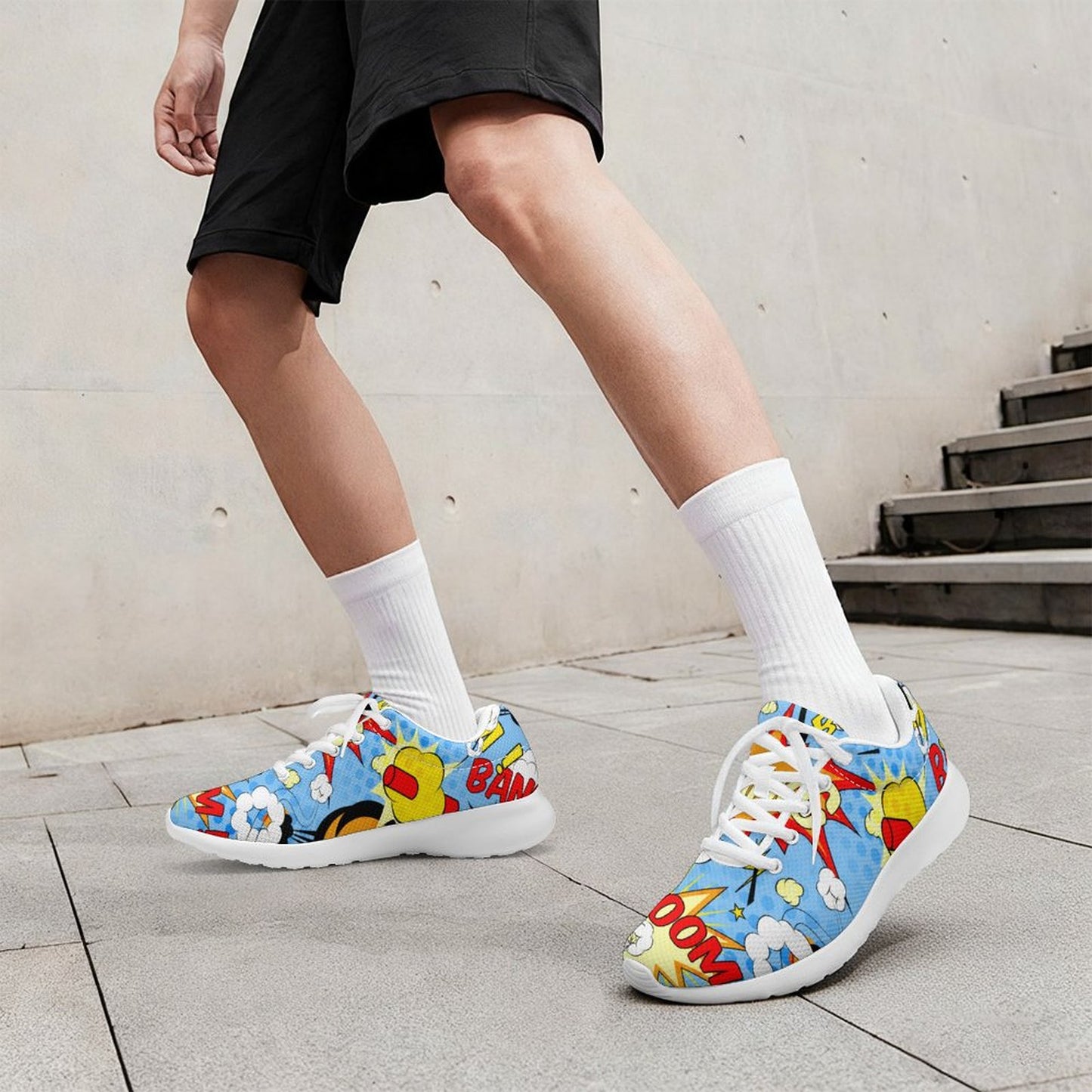 【フライニット】男女兼用 軽量エア・スニーカー | 保温＆通気 飛織シューズ | オリジナルプリント