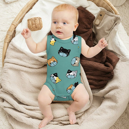 【おむつ替え簡単・極上タッチ】オリジナル ベビー ロンパース ノースリーブ｜名入れ・出産祝い