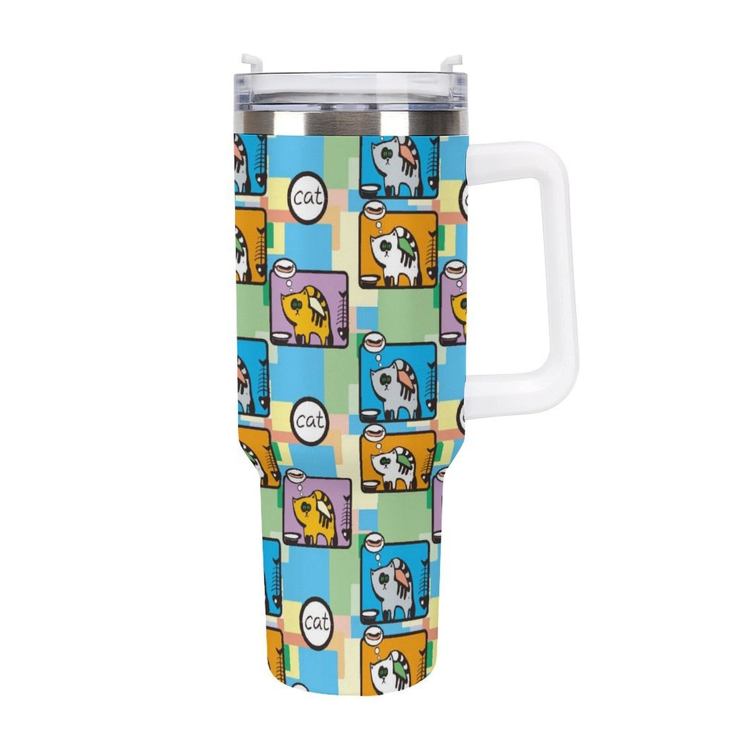 40oz 大容量 真空断熱タンブラー ストロー＆ハンドル付き（オリジナルUVプリント）