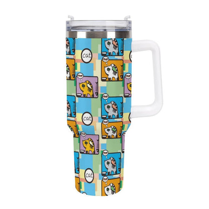 40oz 大容量 真空断熱タンブラー ストロー＆ハンドル付き（オリジナルUVプリント）