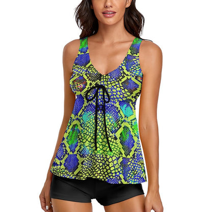 タンキニ 水着 4点セット | 体型カバー・大きいサイズ S-6XL | 平角パンツ付き