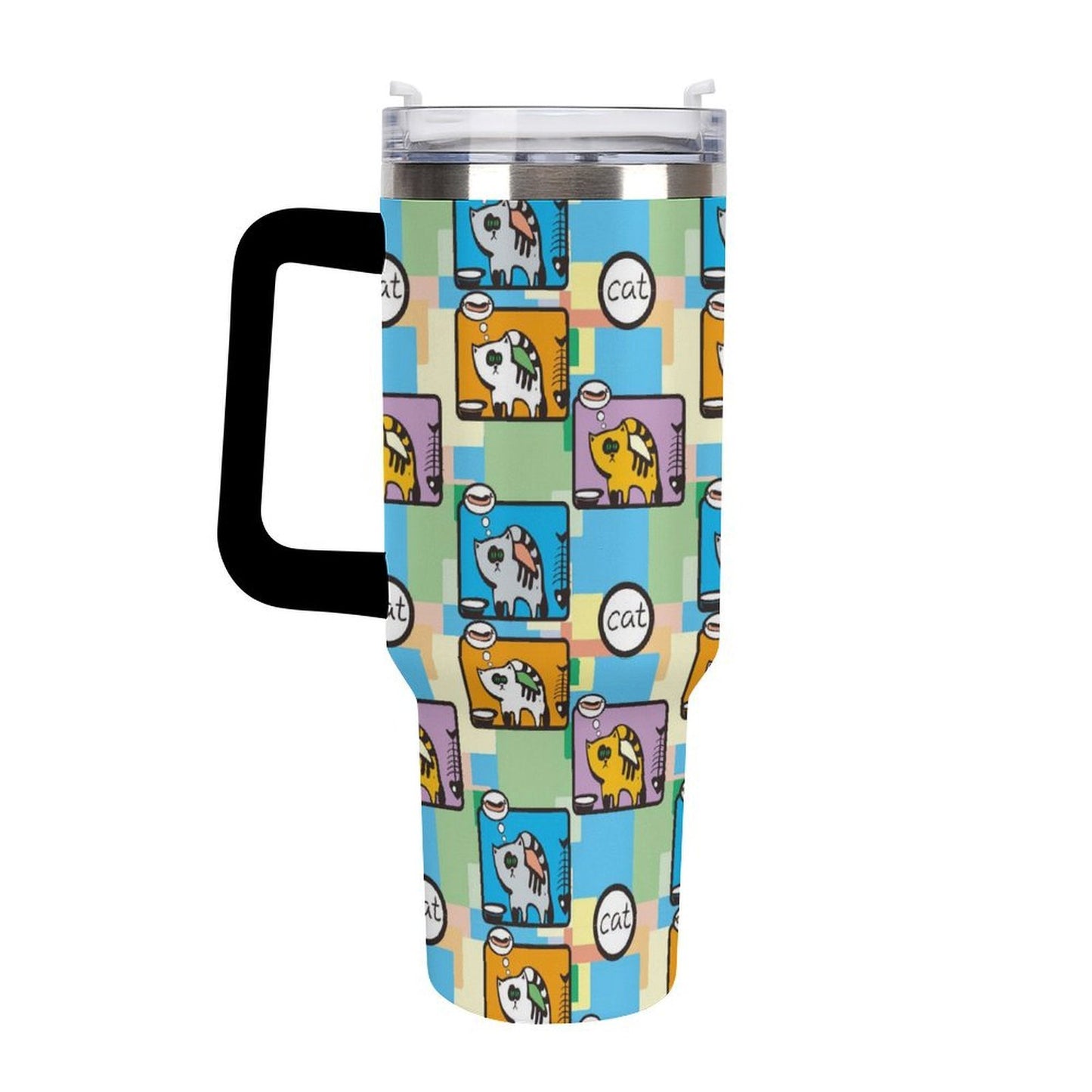 40oz 大容量 真空断熱タンブラー ストロー＆ハンドル付き（オリジナルUVプリント）