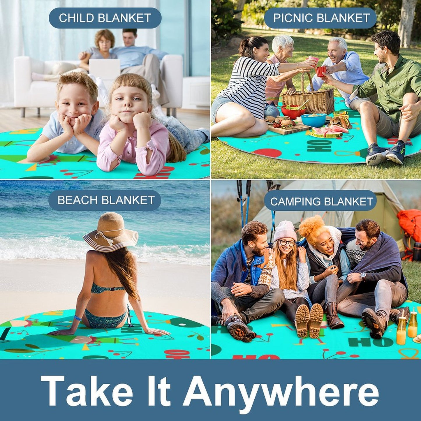 “外で、ごろ寝”が最高に。ふかふか円形ピクニックマット｜写真でオリジナル作成