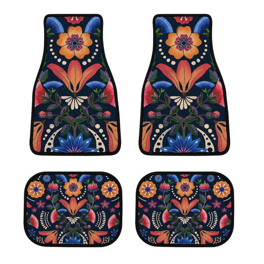 Four Piece Car Mat Set Retro Pattern Background Style One Size