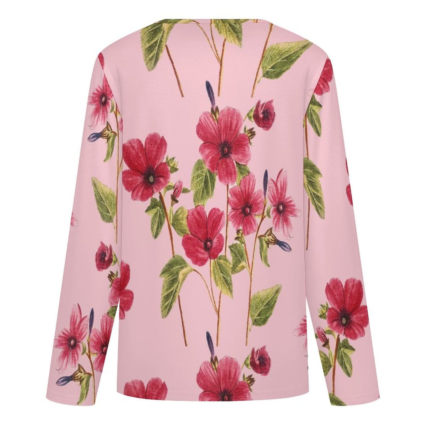 V-neck Button-up Top Flowers