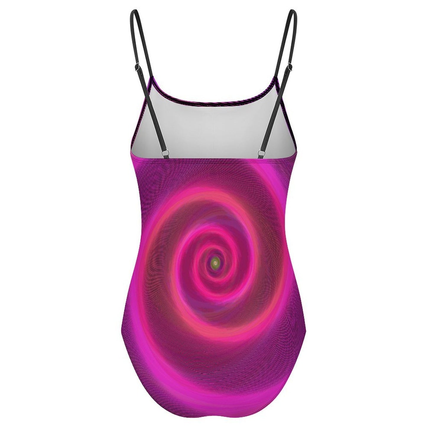 Mesh Splicing One-piece Swimsuit Pink Vortex Pattern