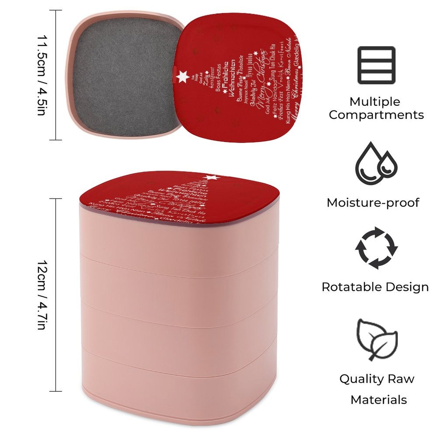 【見せる収納】写真で飾る4段回転式アクセサリーケース｜オリジナルタワー型ジュエリーボックス