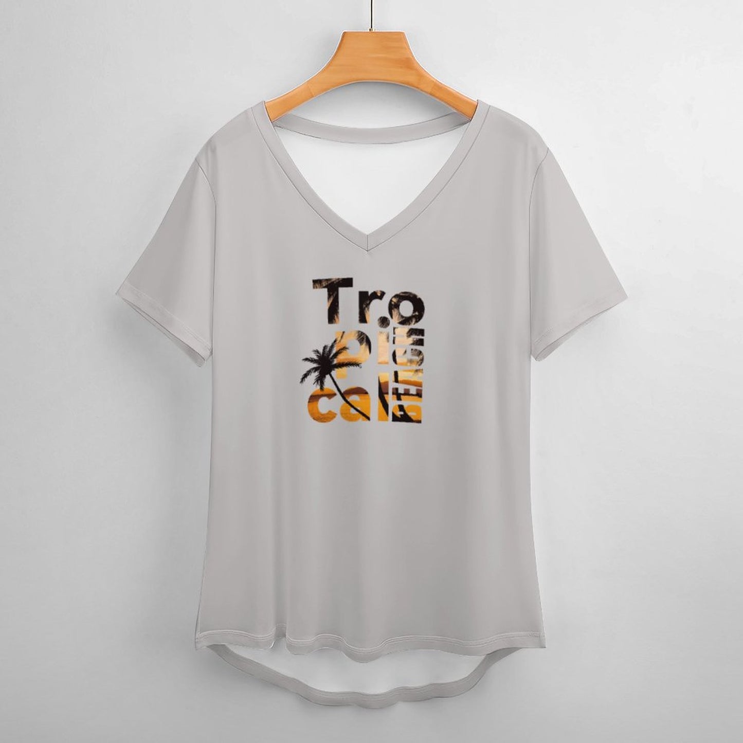 【オリジナルプリント】オーバーサイズ VネックTシャツ｜カスタム ルーズフィット 半袖