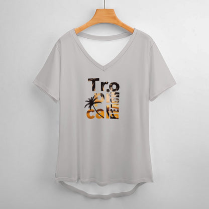 【オリジナルプリント】オーバーサイズ VネックTシャツ｜カスタム ルーズフィット 半袖