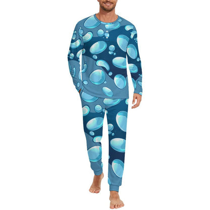 Men's Sleepwear Set Blue Water Droplets