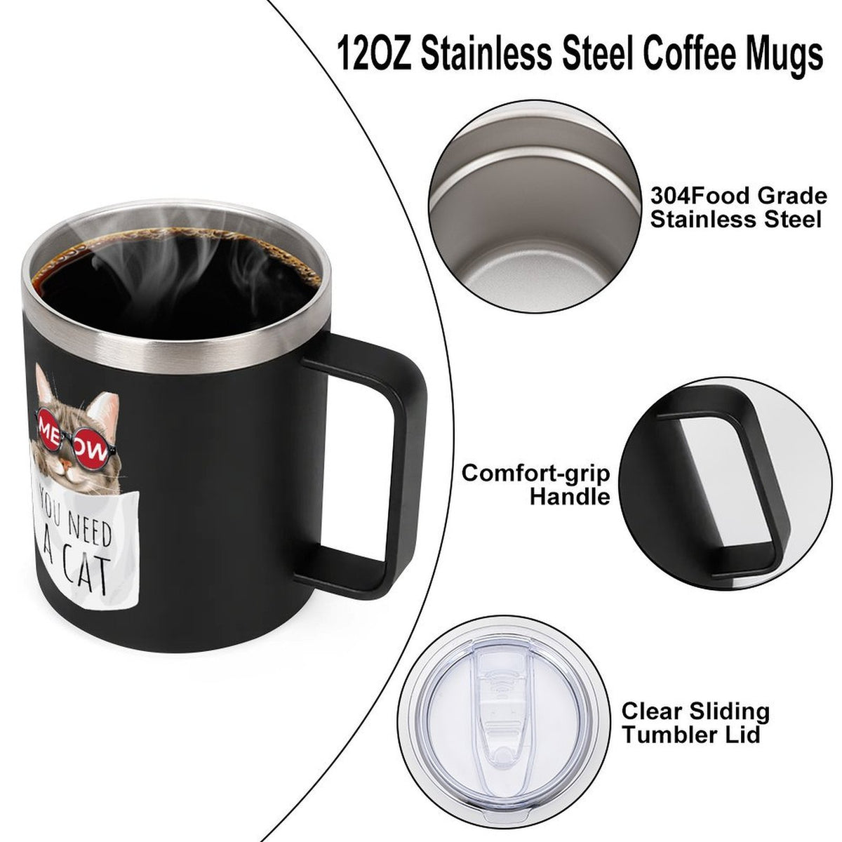 カスタムプリント ステンレスマグ 12oz 二重構造 保温マグカップ 両面印刷