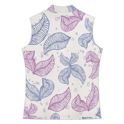 Sleeveless Lapel Button-up Shirt Leaves, Patterns