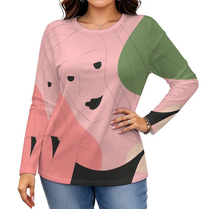 Round Neck Long Sleeved T-shirt Line Design, Girl