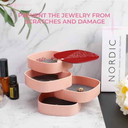 【見せる収納】写真で飾る4段回転式アクセサリーケース｜オリジナルタワー型ジュエリーボックス