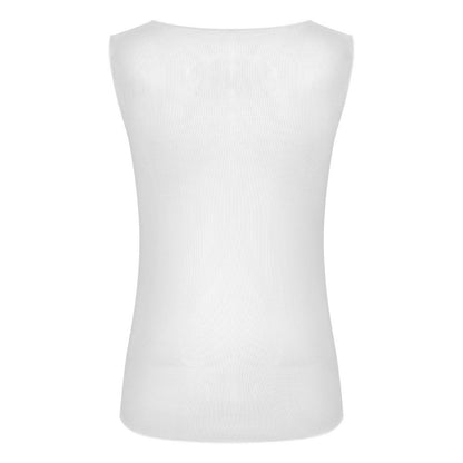 Sexy Mesh Sleeveless T-shirt Yellow & Blue & Pink Watercolor