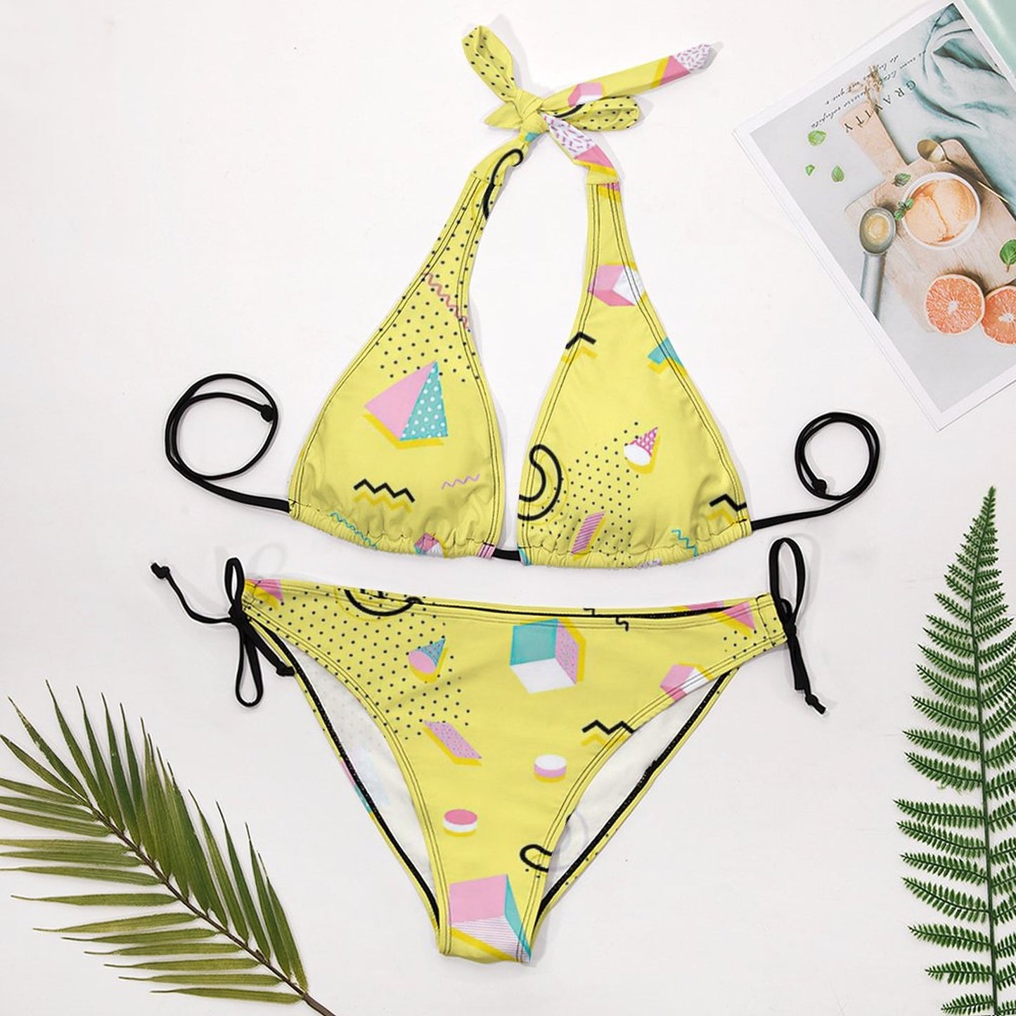 オリジナル 幅広ストラップ ビキニ | 首が痛くないホルターネック | 三角ビキニ